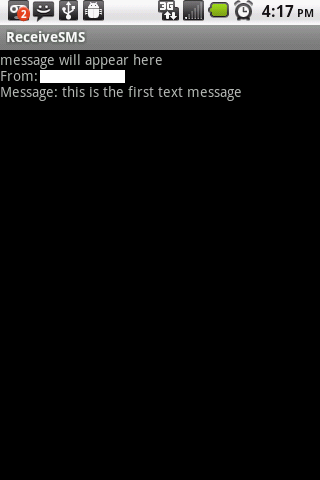 the sms receiving app with one message